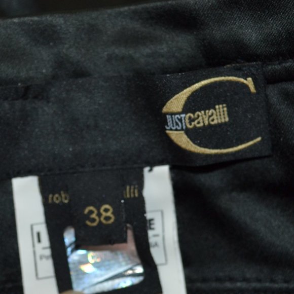 Just Cavalli Size 38 Black Satin Back Zip Pencil Skirt - Picture 9 of 16